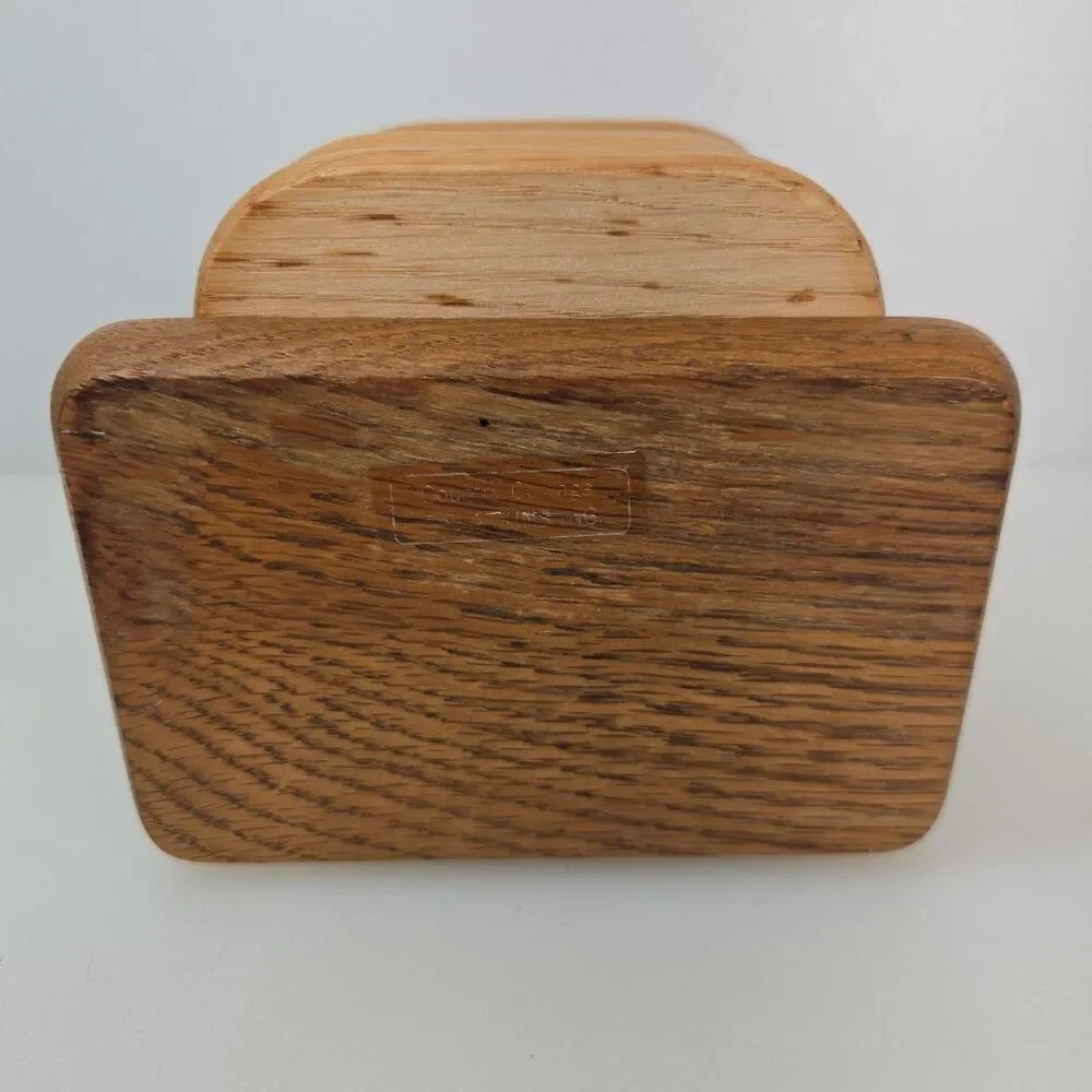 VTG Wood Coaster Set with Holder 6 Cork Coasters Blue Birds & Hearts Cottagecore